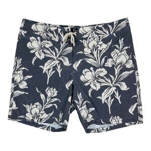 Faherty Classic Cream Ash Gray Floral Boardshort Men's Size 35 7in Inseam